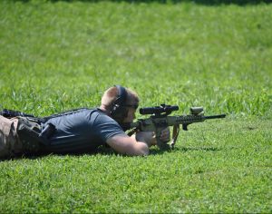 dillon armed citizen aiming in to zero his ar15 fighting rifle
